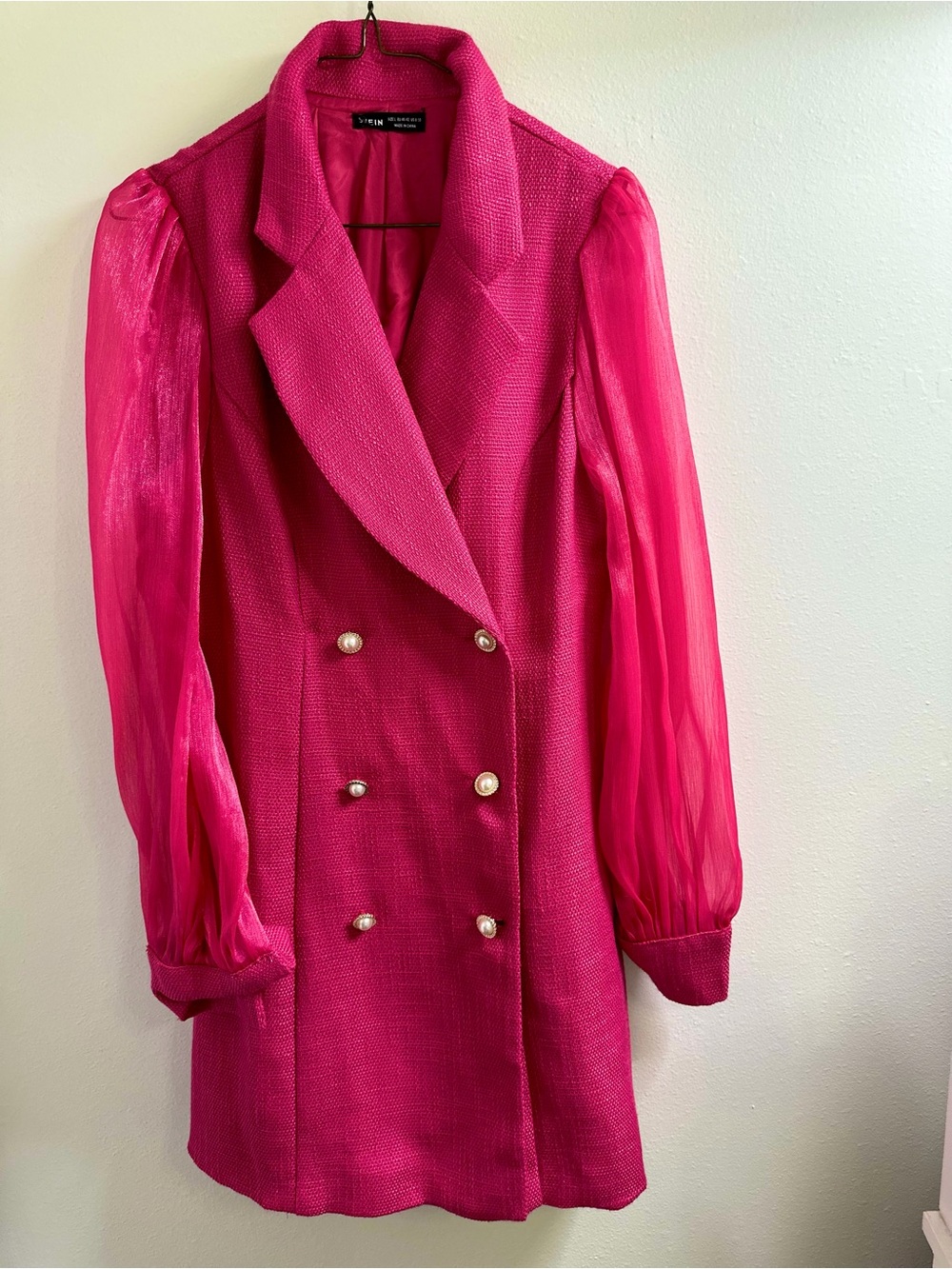 Fuchsia Double-Breasted Blazer Dress
